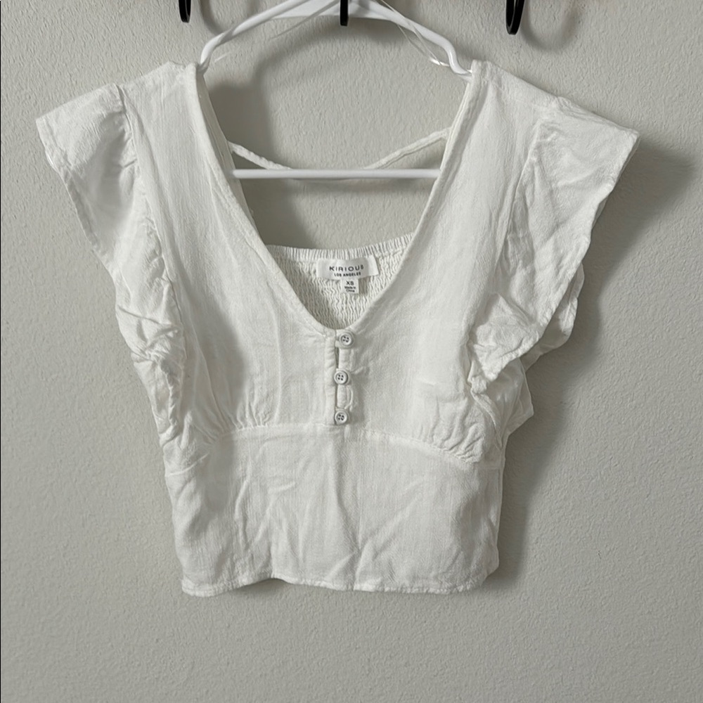 White Button-Front Top